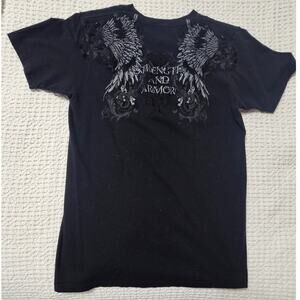The Raw Uncut T-Shirt, Strength and Armor, Graphic T shirt, Black,  Mens Sz M